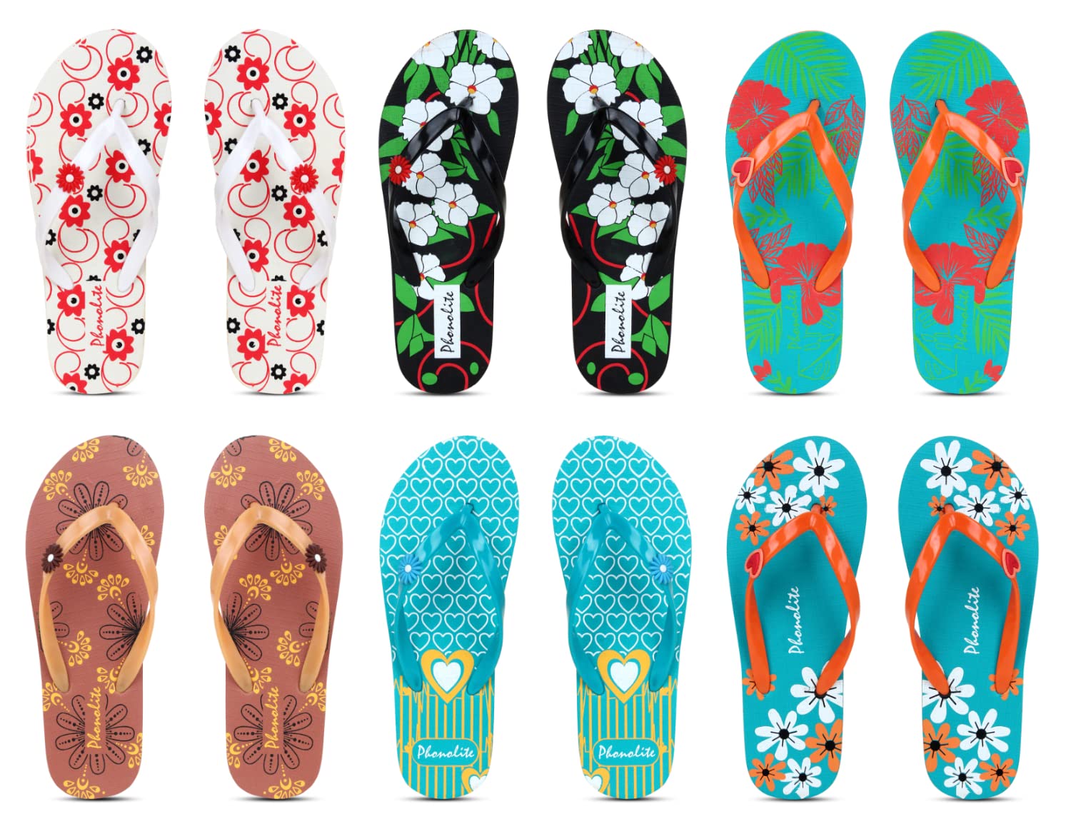 Phonolite fancy and stylish casual wear hawaii slipper for women combo pack of 6 pair (B0BG33CCRZ) Amazon Price History, Amazon Price Tracker
