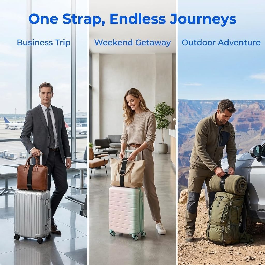 4PCS Adjustable Elastic Luggage Straps, Lightweight & Easy-to-Use Luggage Connector Straps, Securely Fasten Bags to Suitcases for Effortless Travel