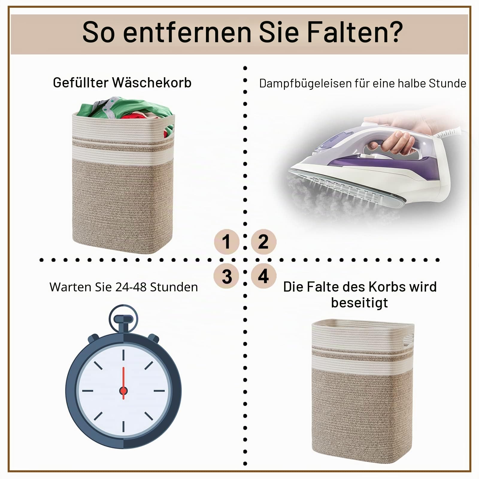 OIAHOMY Wäschekorb, hoher Baumwoll-Aufbewahrungskorb mit Griffen, dekorativer Deckenkorb für Wohnzimmer, faltbarer großer Korb für Spielzeug, Kissen, Kleidung, 40,6 x 33 x 55,9 cm, gelb bunt