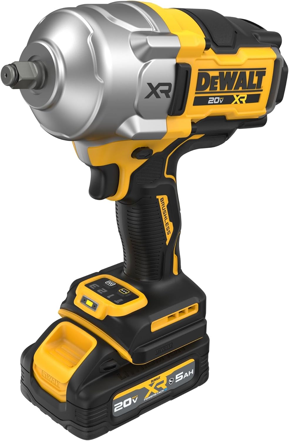 DEWALT 20V MAX XR Cordless Impact Wrench Kit, 1/2” Hog Ring, High Torque, Brushless, Includes POWERSTACK Battery and Charger (DCF961GH1)