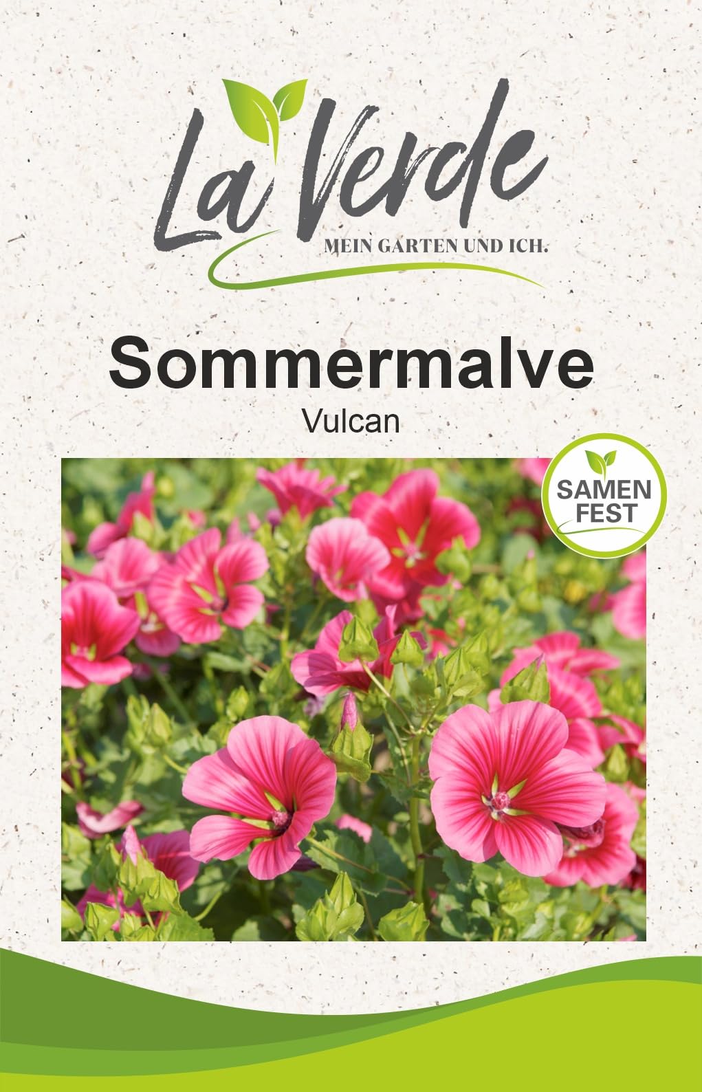 La Verde MEIN GARTEN UND ICH. Sommermalve Vulcan Blumensamen für ca. 120 Pflanzen, einjähriger Massenblüher, Beet- und Schnittblume, Saatgut ohne Gentechnik