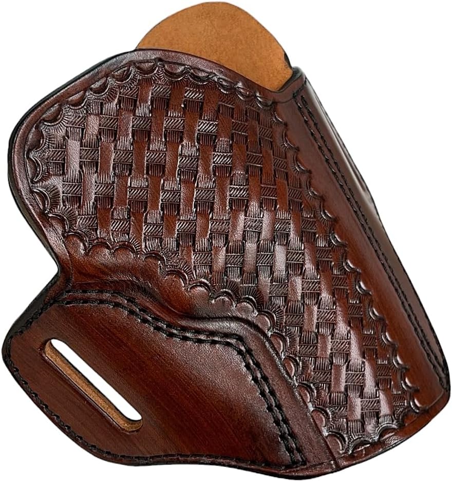 OWB Leather Holster for Taurus 856 Defender 3" Barrel, Basket Weave, Genuine Leather, Right or Left Handed, ShnLeather