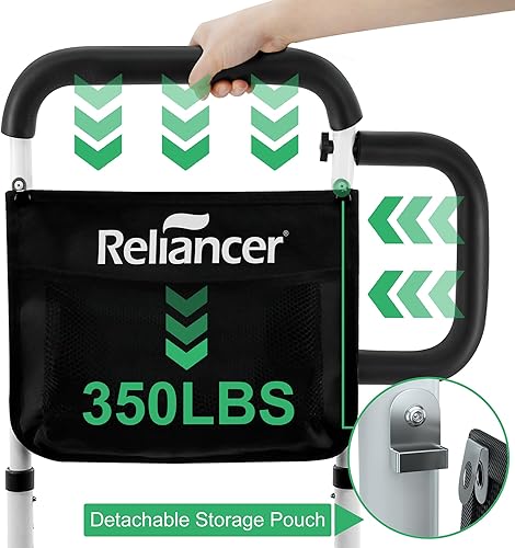Miniatura 6 de RELIANCER Barandilla de seguridad para cama para adultos mayores con barra de soporte lateral y bolsa de almacenamiento, barra de apoyo de