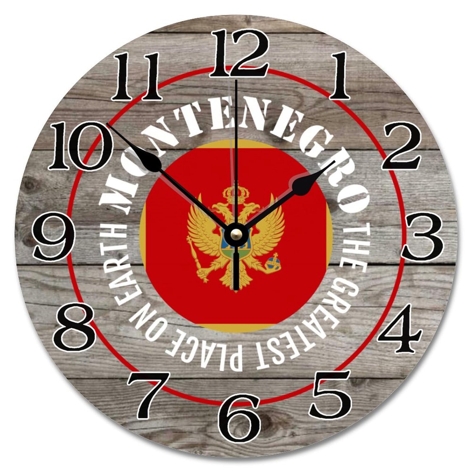 Grande horloge murale en bois Monténégro de 30,5 cm pour salon