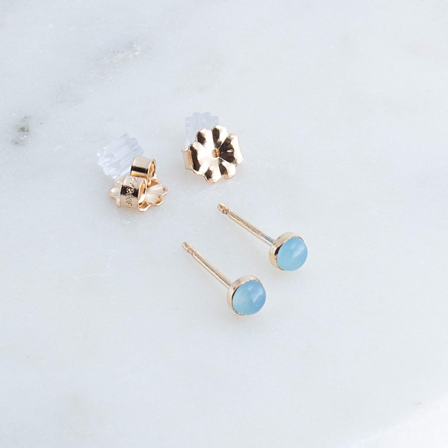 Tiny Gold Stud Piercing Earrings Bezel Set, Ball for Cartilage Tragus Helix Multiple Hypoallergenic Birthstone Jewelry for Women