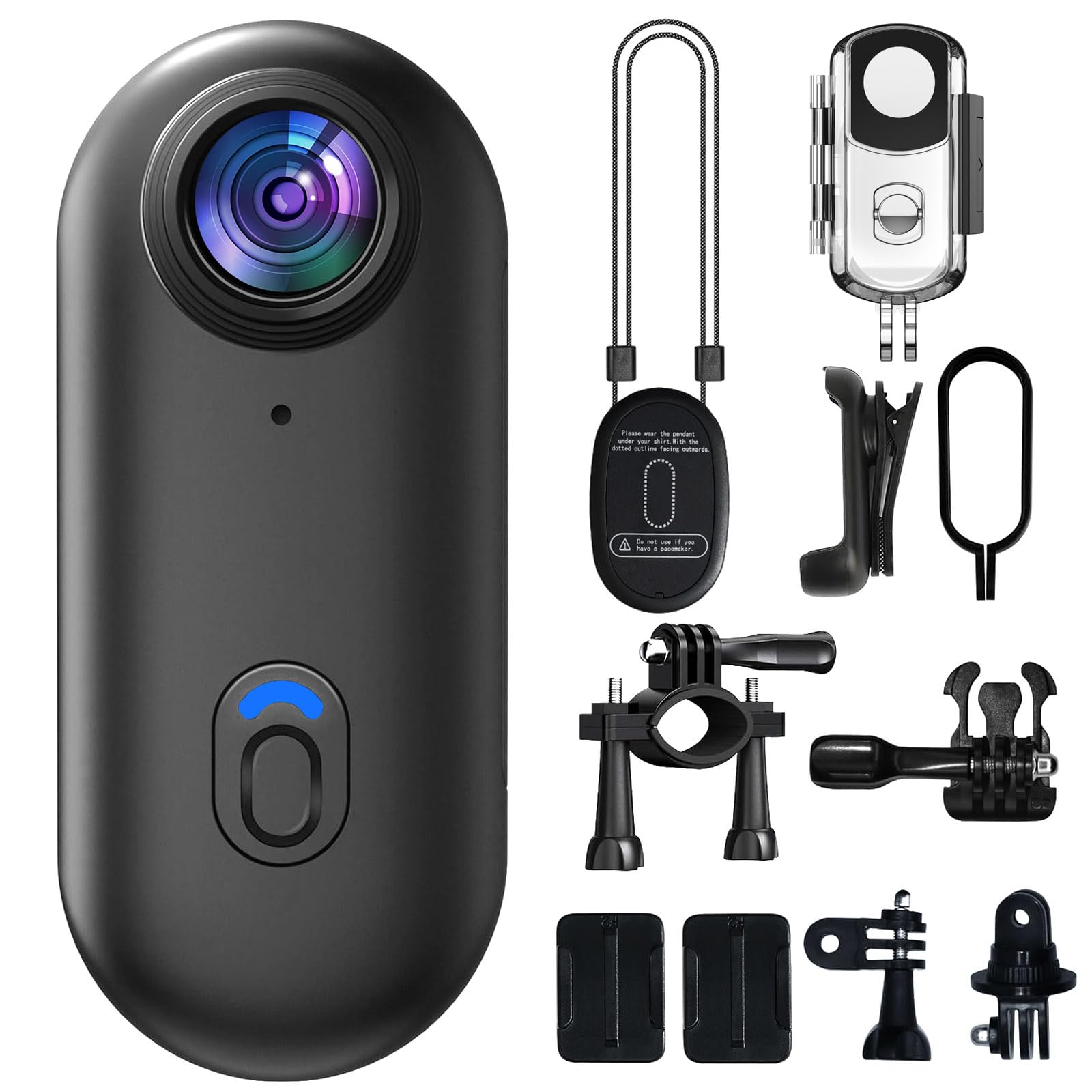 4K Mini Body Camera, 64GB Action Snap Cam, POV Snapcam, Thumb Size Hands Free Recording Body Worn Wearable Camera, Premium Portable Camcorder Mount Anywhere for Work, Travel, Pet Walks (Black)