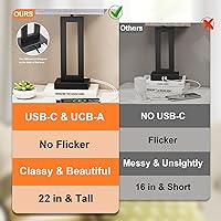 Vista 7 de Lámparas modernas de 22 pulgadas de alto para sala de estar, lámparas táctiles para mesa de luz con USB C + A, regulables con 3 niveles, para mesas