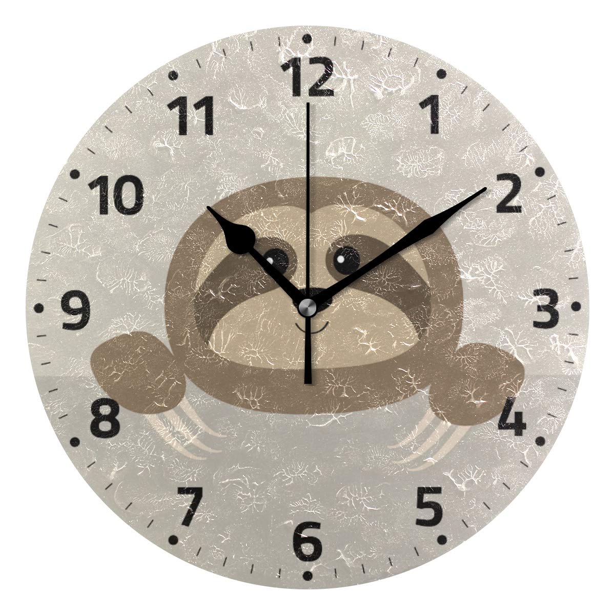 Orologio Da Parete Rotondo Mnsruu Con Simpatico Bradipo | Silenzioso, In Acrilico | Decorazione Per Cucina, Camera Letto, Ufficio | 24 Cm