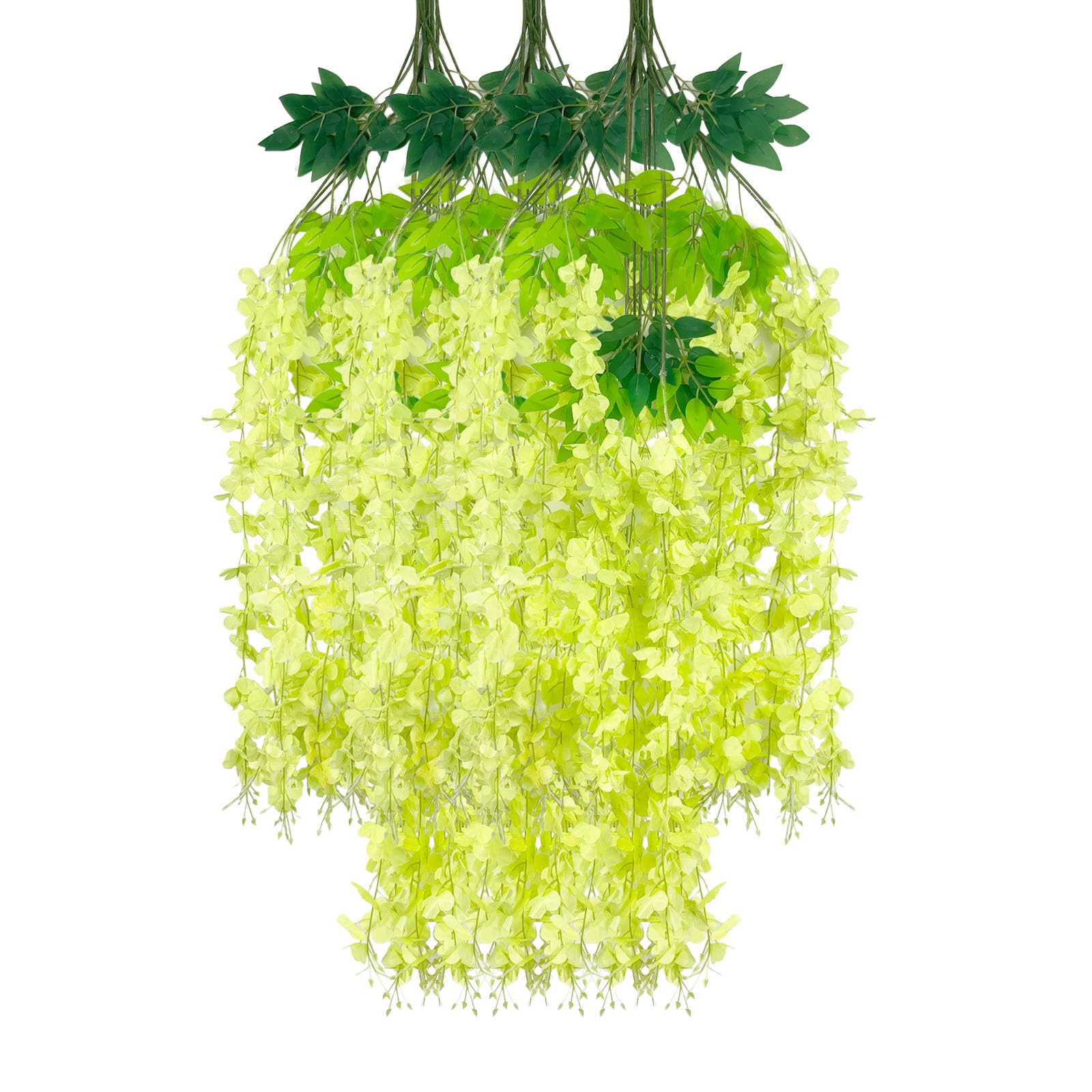 Luerbi 12 Pack Green Wisteria Hanging Flowers Garland, 3.77 Feet Artificial Flower Vines, Fake Wisteria, Artificial Vines Hanging Garland for Backdrop