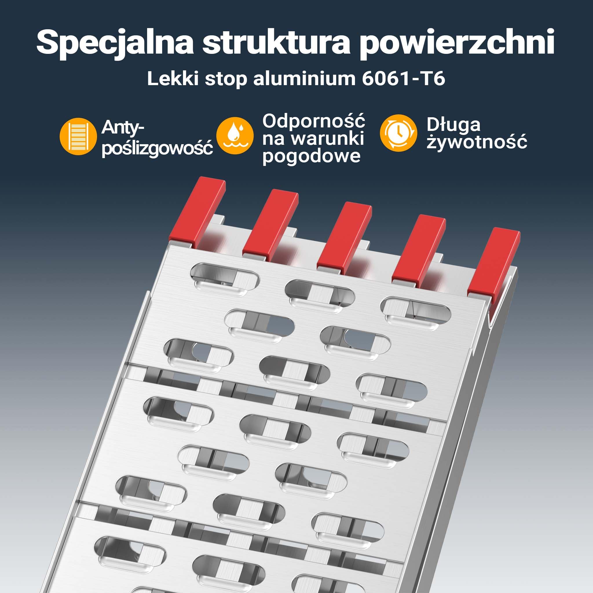 Wiltec Składany najazd aluminiowy o długości 226 cm i udźwigu 410 kg, lekka i łatwa rampa do przechowywania, do załadowania quadów i motocykli