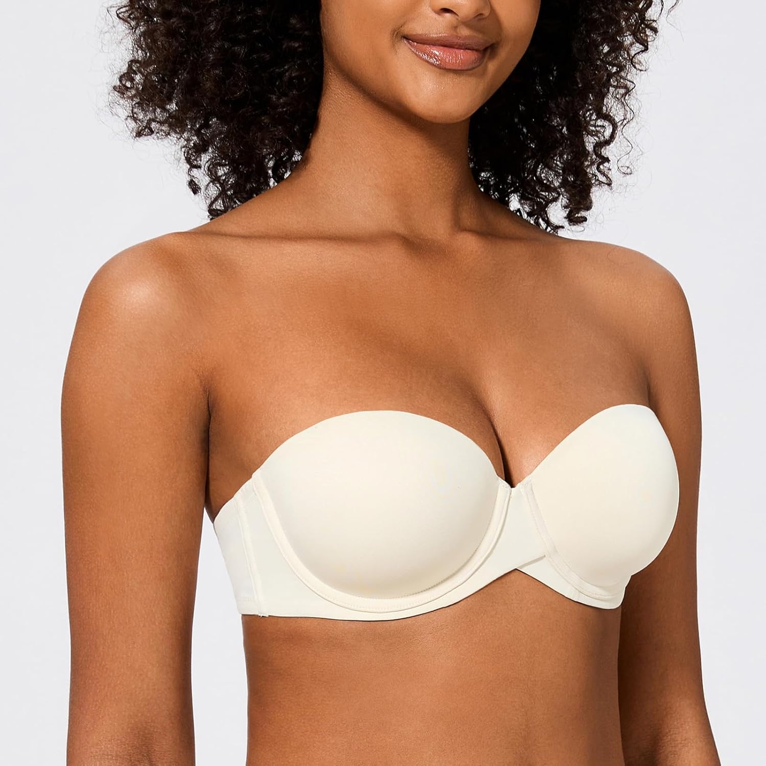 MELENECA Women's Stay Put Padded Cup with Lift Underwire Push Up Strapless Bras - Image 4