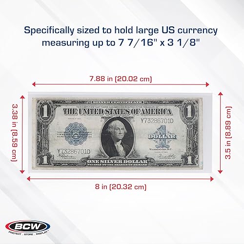 Miniatura 3 de BCW - Soporte para moneda de lujo - Soporte semirrígido para billetes grandes (dólares) - (Paquete de 50) - Suministros para recolección de monedas
