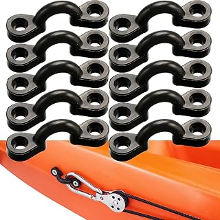 Kayak Fastener Rope Tool Kit with Black Screw Buckles (10 Black Buckles + 20 Screws) - Heavy-Duty Marine Hardware for Boats/Watercraft