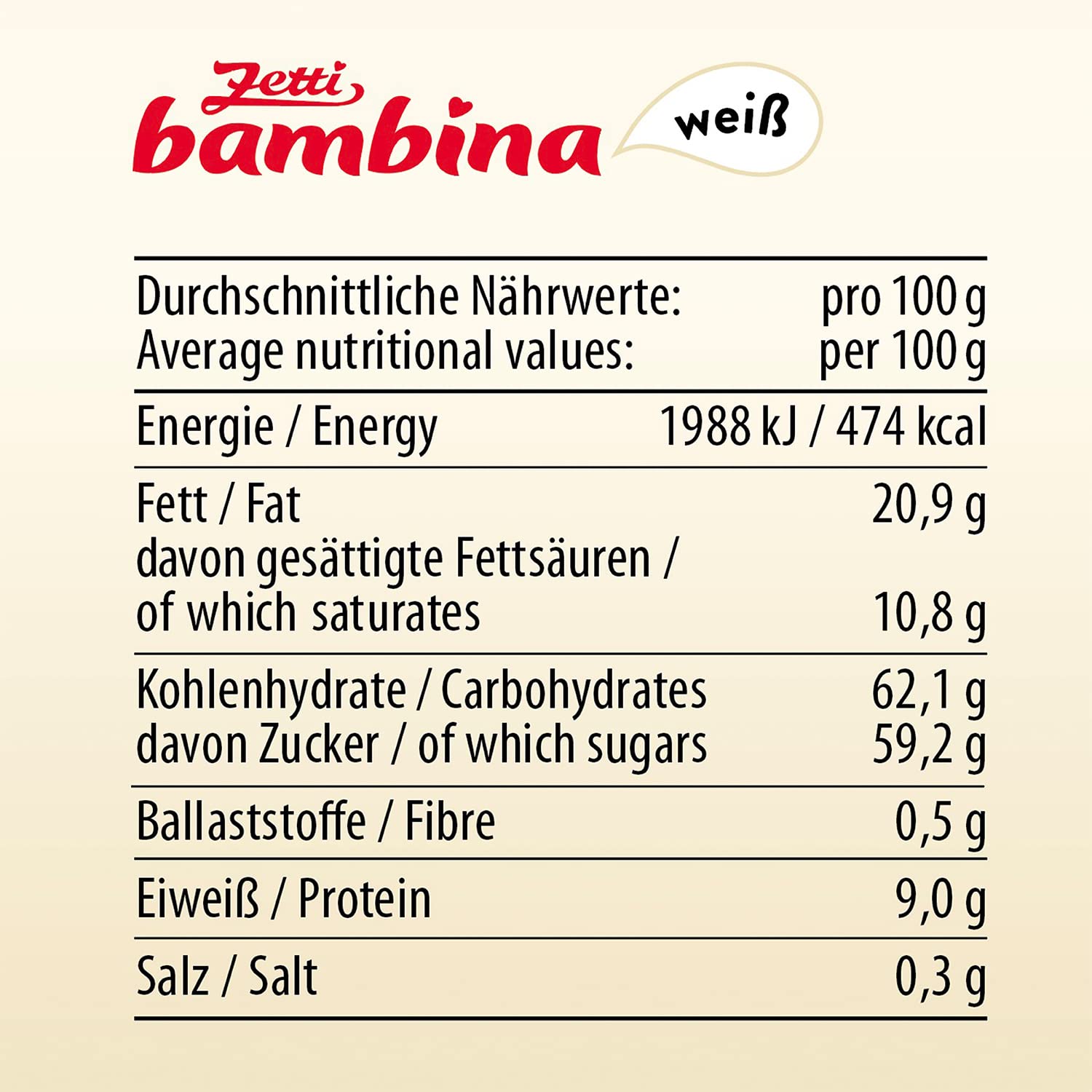 Zetti bambina weiße Schokolade mit Haselnuss und Karamell, 24er Pack (24 x 100 g) (Weiß, 24 Stück)