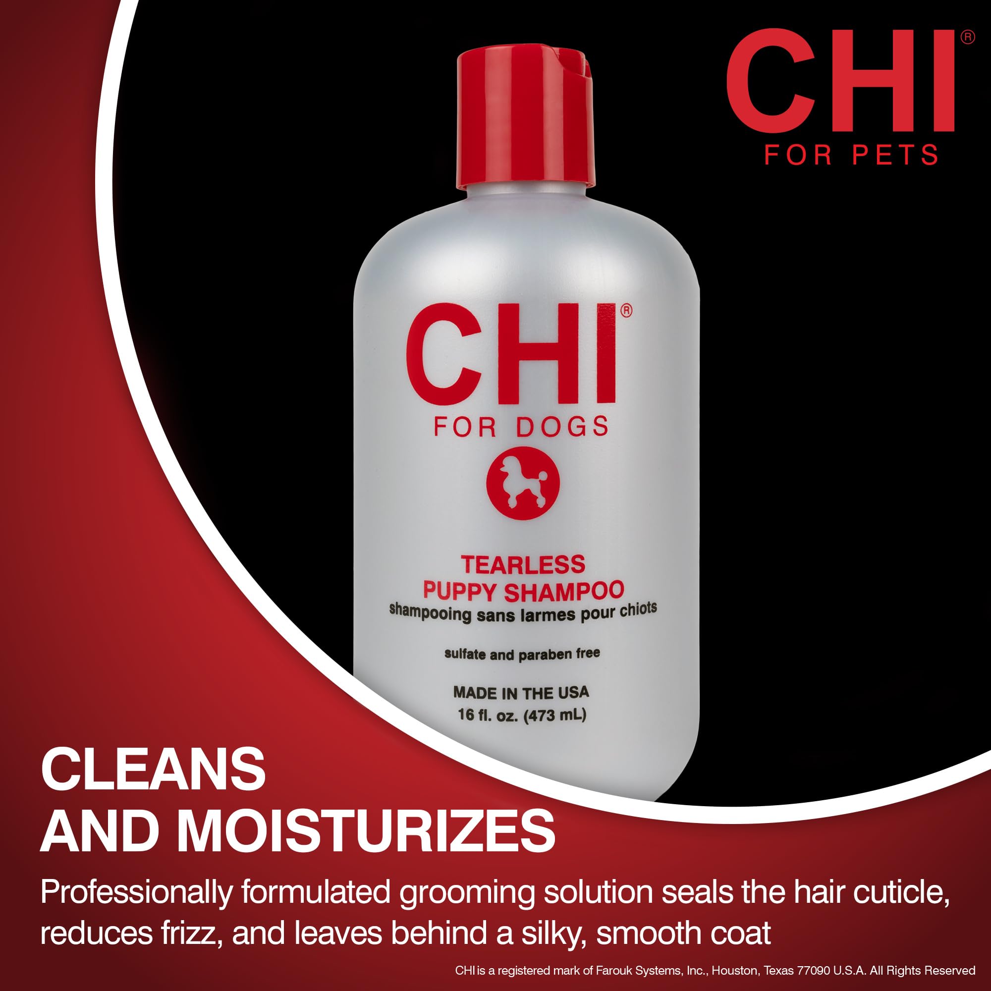 CHI for Dogs Tearless Puppy Shampoo with Silk Protein, Gentle Dog Wash for Young Coats, pH Balanced Sulfate and Paraben Free Formula, Puppies 8 Weeks+, Made in the USA, 16 Fl Oz - image 2