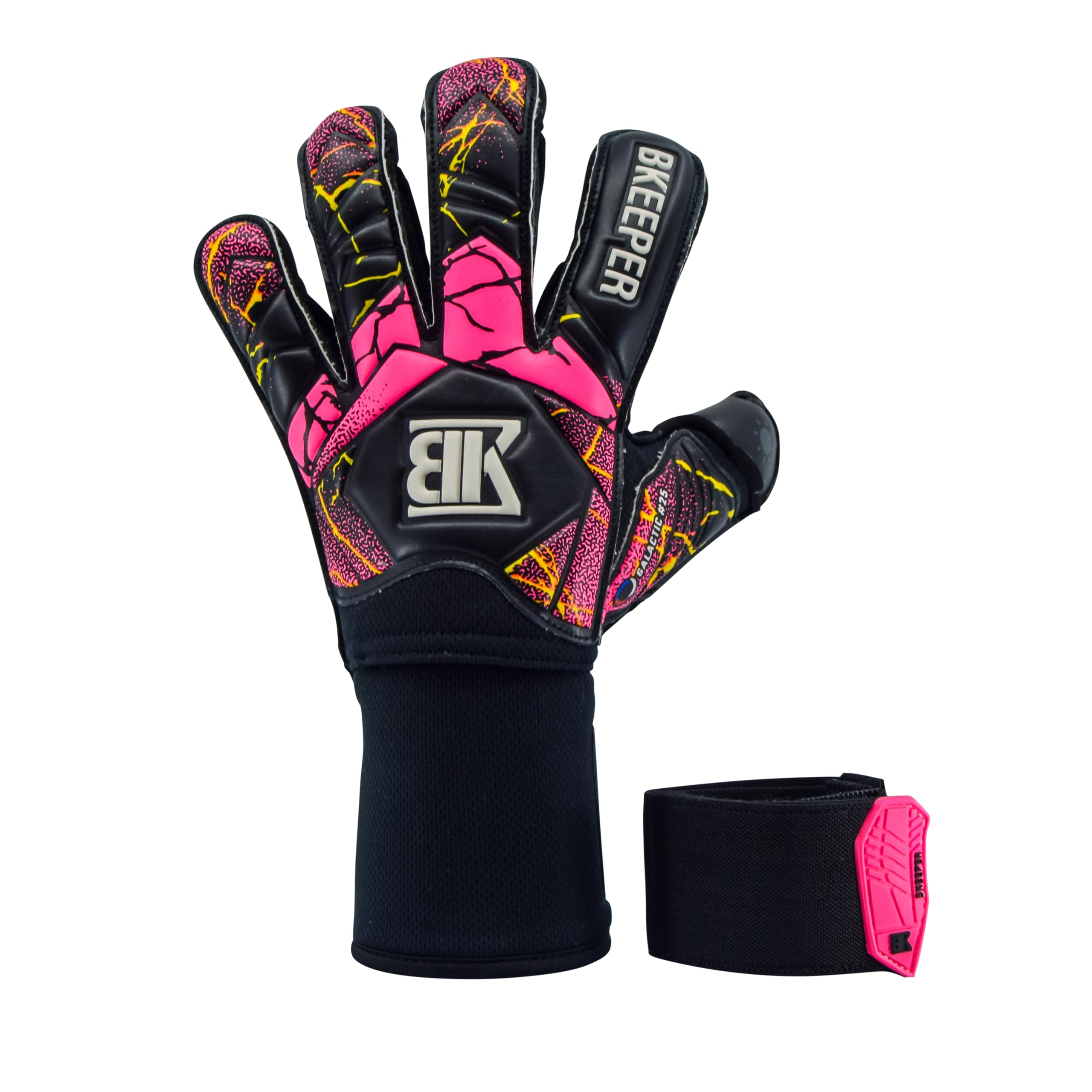Gants de Gardien Galactic #25 Noir Enfant, Coupe Hybride, Barrettes, Facile à Enfiler