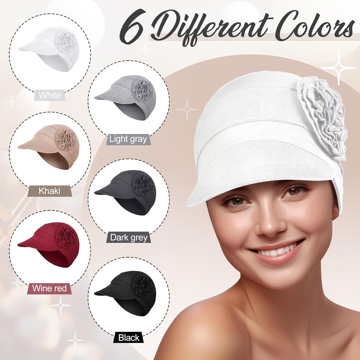 JenPen 6 Pcs Soft Chemo Cancer Hats for Women Breathable Bamboo Baseball Cap Slouch Viscose Hat for Hair Loss Cancer Headwear - Image 2