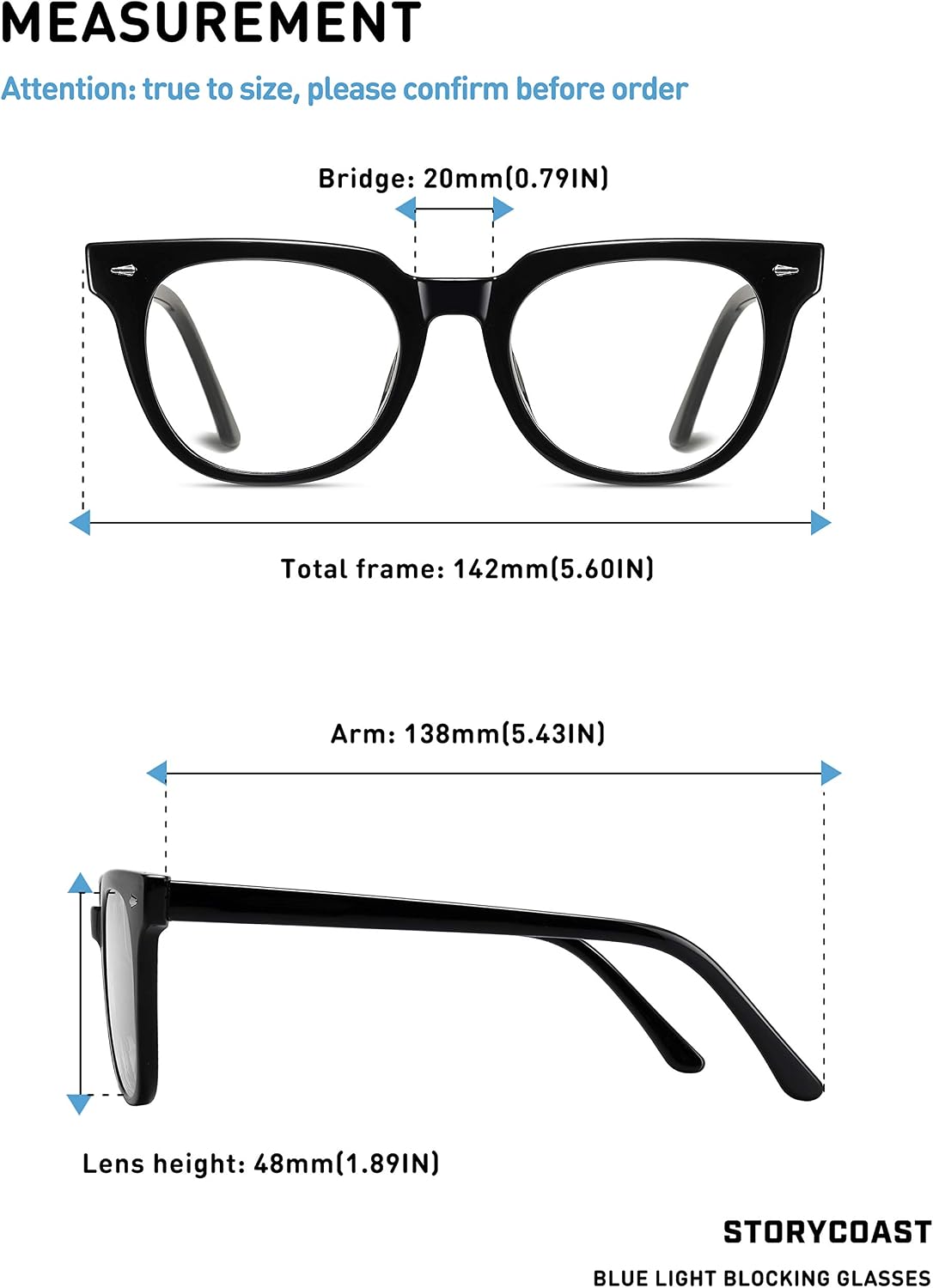 STORYCOAST Blue Light Blocking Glasses TR90 Lightweight Eyeglasses Frame Computer Game Glasses for Women Anti Eyestrain & UV Glare (C1 Black Frame)