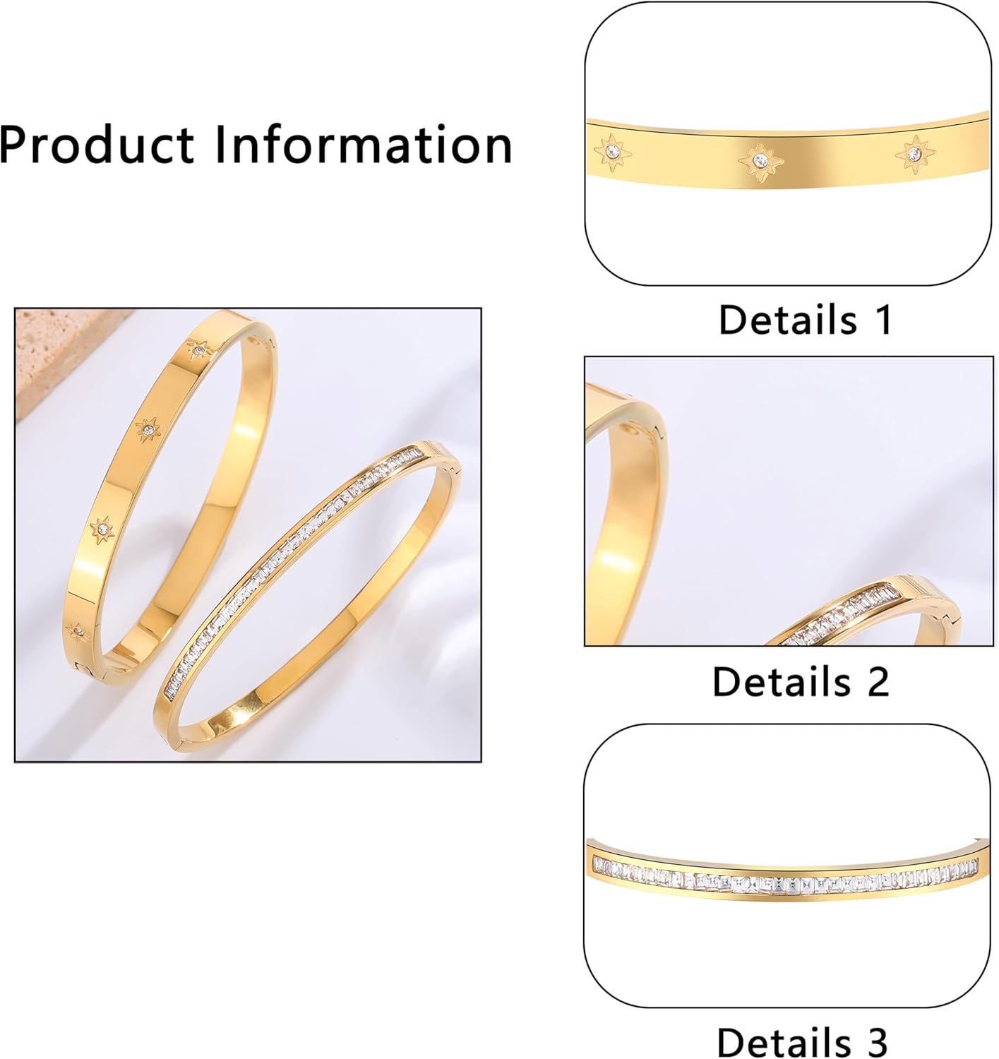 Hexagon Tennis Bracelet for Women, Stainless Steel Star Charm Bangle with Cubic Zirconia, Sparkling Elegant Jewelry Gift Women's Cuff bracelet - Image 5