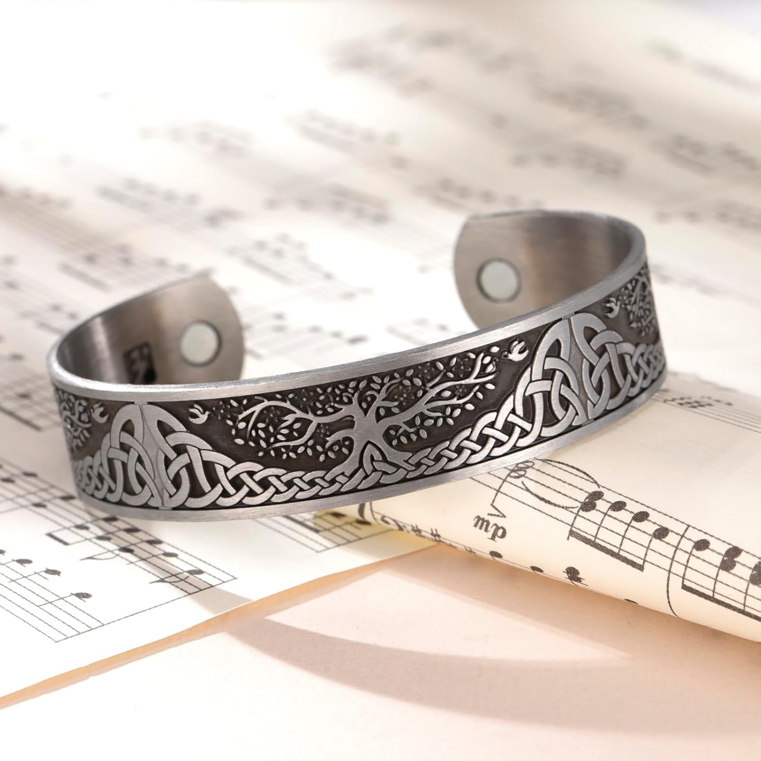 Yggdrasil World Tree of Life Bracelet Health Care Stainless Steel Cuff Bangle Bracelet for Men (Antique Silver) - Image 4