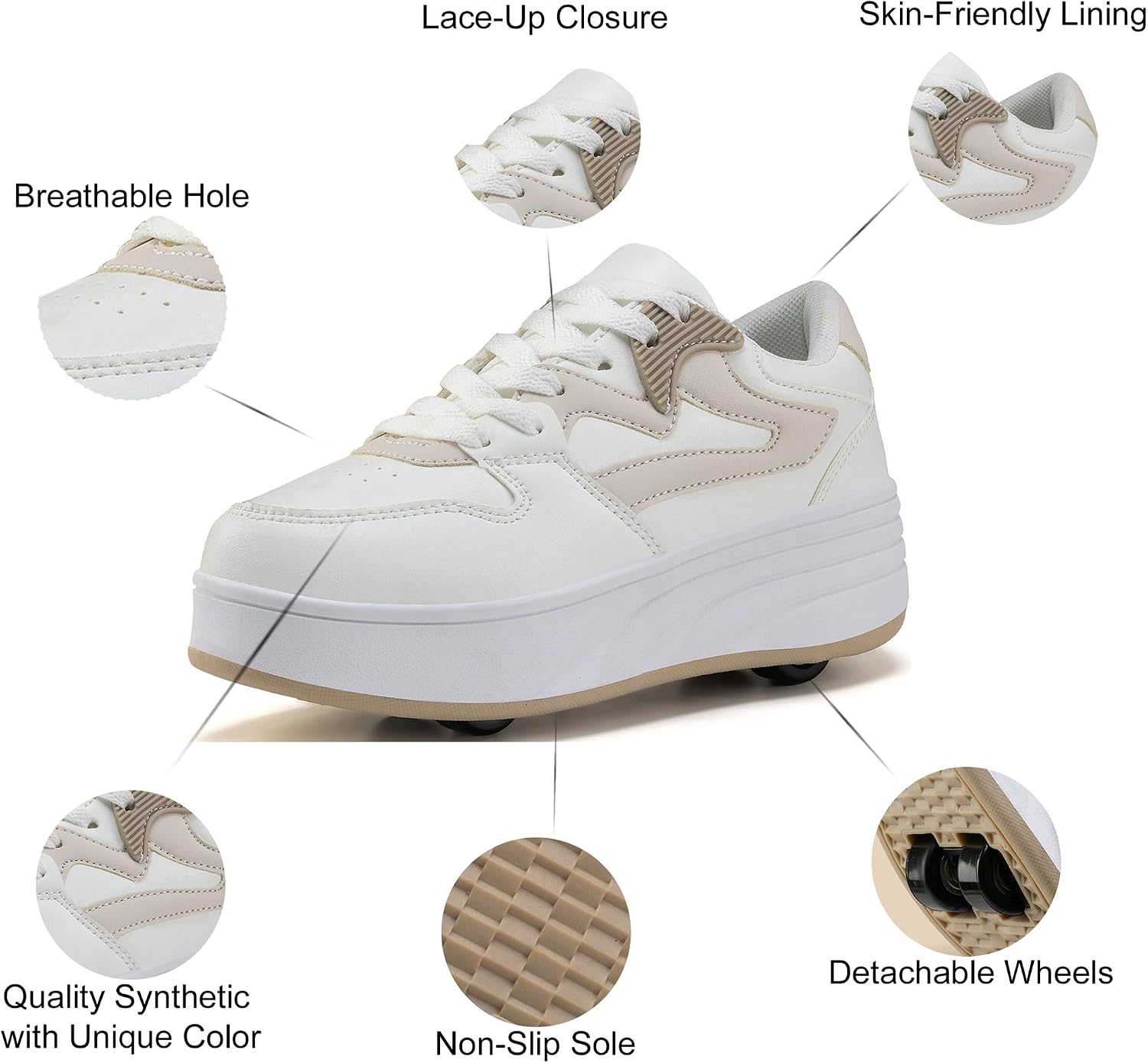Roller Skate Shoes for Women Girls Sneakers with Detachable Wheels Sport Shoe Suitable for Halloween Christmas Birthday Party Gifts