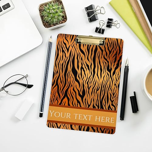 Miniatura 8 de Portapapeles de piel de tigre personalizado, tamaño carta, portapapeles personalizados con clip de metal de perfil bajo para colgar, tablero de clip