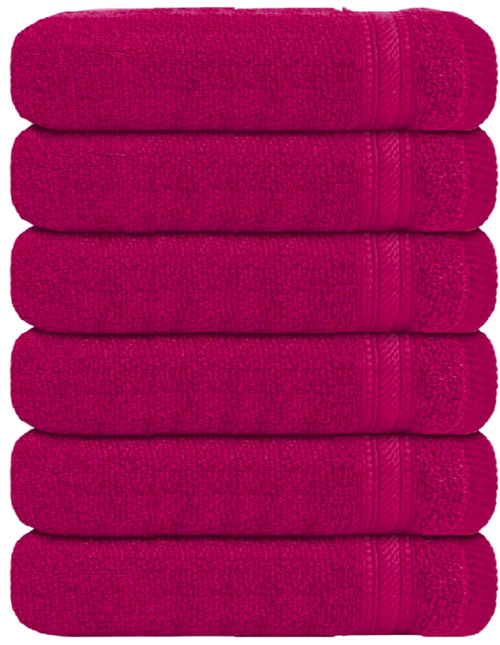 WovenWonder Luxury Flannel Face Cloth Set Egyptian Cotton Super Soft Fingertip Towels 500 GSM Hotel Quality Soft Feel Washcloths (30 x 30 CM) (Pink, 6 Pack)