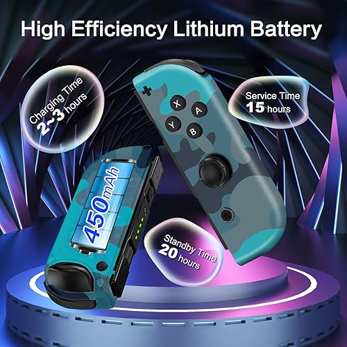 Vista 2 de HaeBorl Controller for Nintendo Switch, Replacement with Wireless Nintendo Switch Controller, LR Controllers Support Motion ControlDual