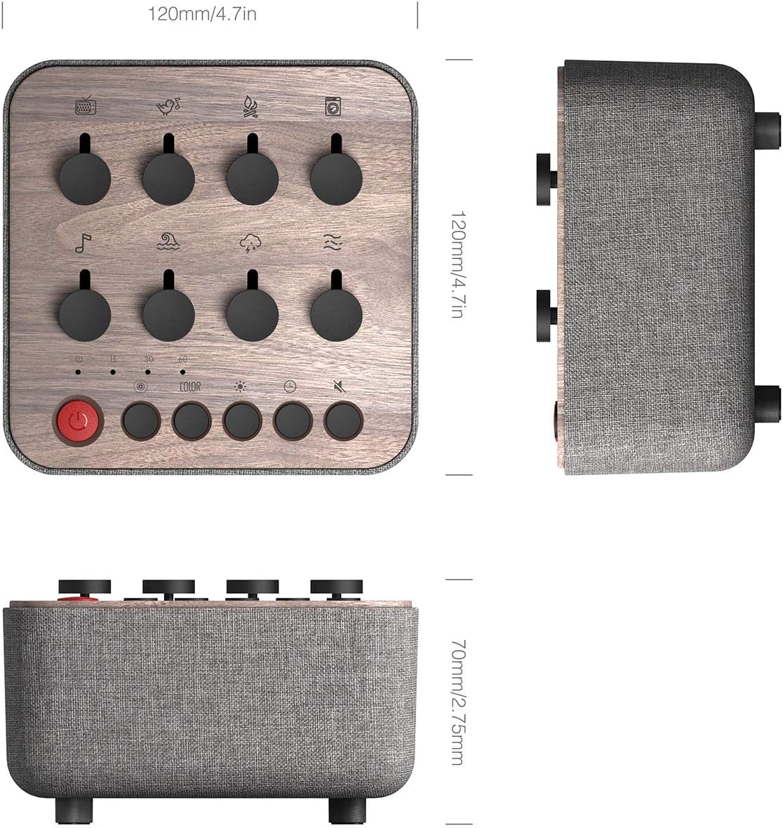 White Noise Sound Machine Mixer-Pulsing Light with 8 Natural and Soothing Sounds