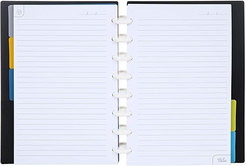 Vista 502 de Talia - Agenda personalizable con aros, (Fireworks Deep Lake, con discos Deep Lake, tamaño mediano (7.5 x 9.75 pulgadas).