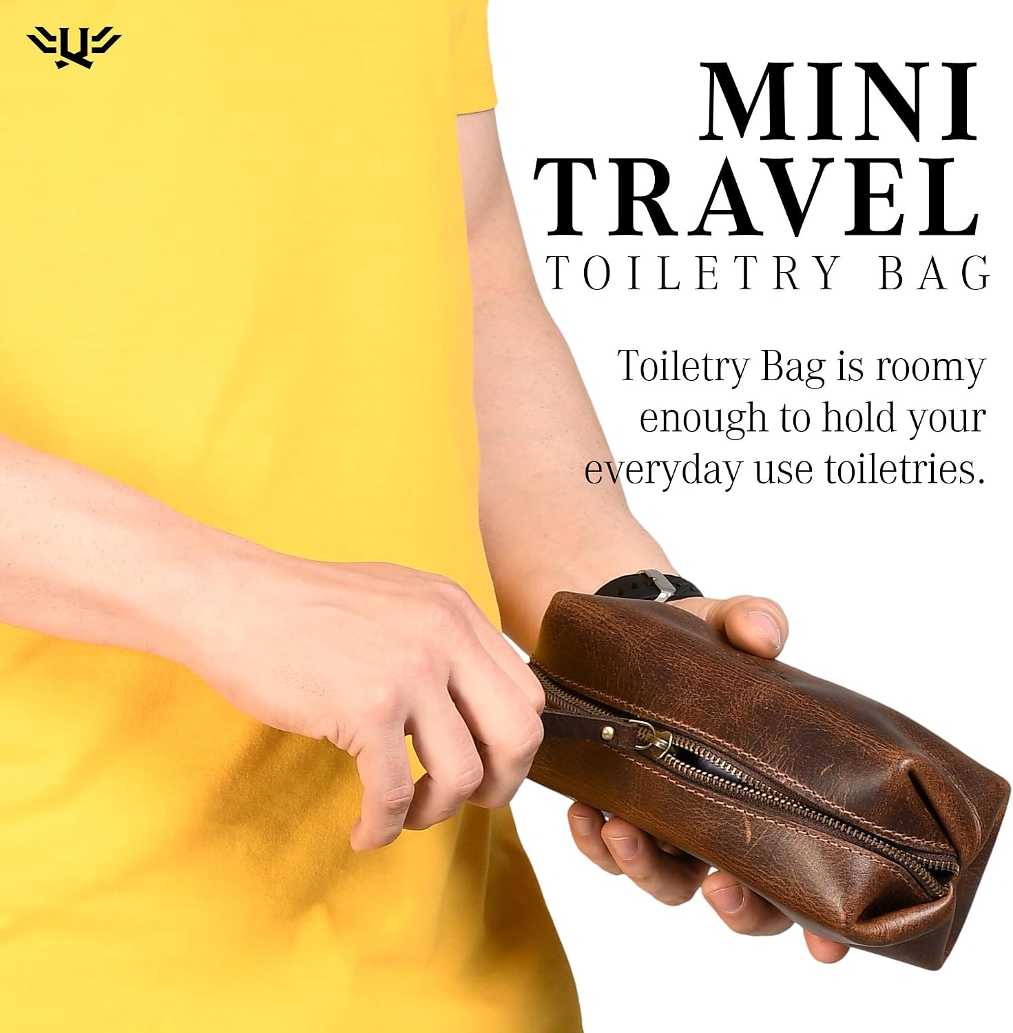 Premium Leather Small Toiletry Bags for Men and Women, Genuine Leather Dopp Kit and Shaving Bag for Men, Travel Cosmetic Bag for Women's and Men's, Dark Brown image 5
