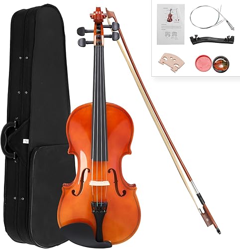 Miniatura 14 de 1/2 violín para niños de 7 a 9 años, violín de tamaño 1/2 para principiantes, estudiantes, violines acústicos de tamaño medio con estuche, arco