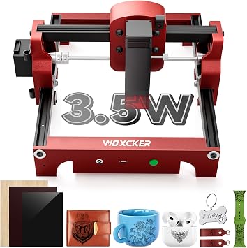 Laser Engraving Machine, Woxcker S1 3.5w Mini Laser Engraving Machine Portable 130mm*130mm Bed Size 0.05 Laser Spot for DIY, Wood, Acrylic, Leather, Leaf, Paper, Beginner-Friendly