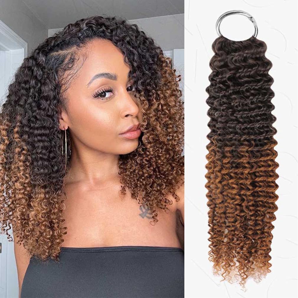 QVR Crochet Human Hair Pre Looped Afro Kinky V Bulk Natural Curly Hair for Kinky Twist Crochet Braiding Hair T2/30