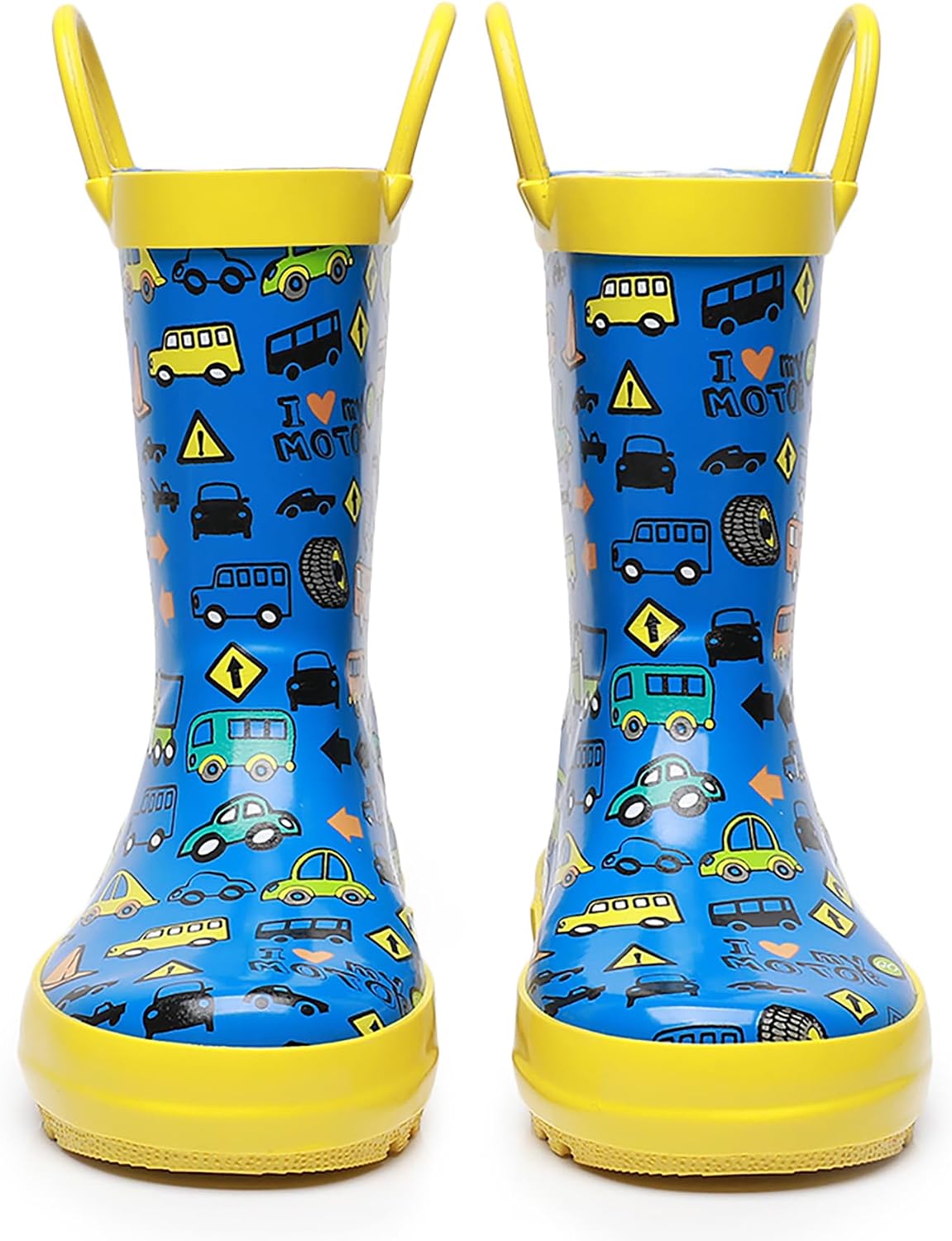 WTW Toddler and Kids Rain Boots with Easy-On Handles, Unisex-Child Waterproof Rubber Rain Boots in Fun Patterns for Girls and Boys (Toddler/Little Kid/Big Kid)