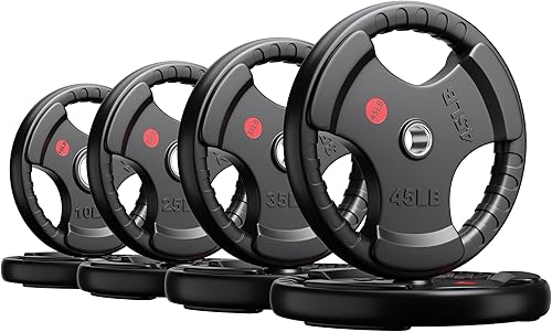 XDDIAS Placas de peso de goma de 2 pulgadas con agarre olímpico en pares o individuales para entrenamiento de fuerza, levantamiento de pesas y