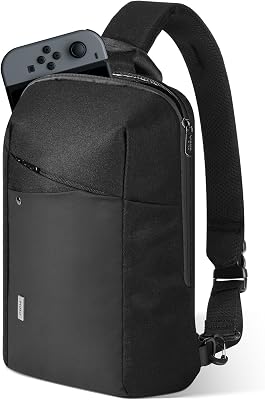 MoKo Bandolera Crossbody para Nintendo Switch 2/OLED/Steam Deck/Rog Ally X, Funda Protectora de Viaje con 8 Ranuras Tarjetas de Juego, Bolsa Pecho Minimalista Compatible con iPad Pro/Air 11″, Negro