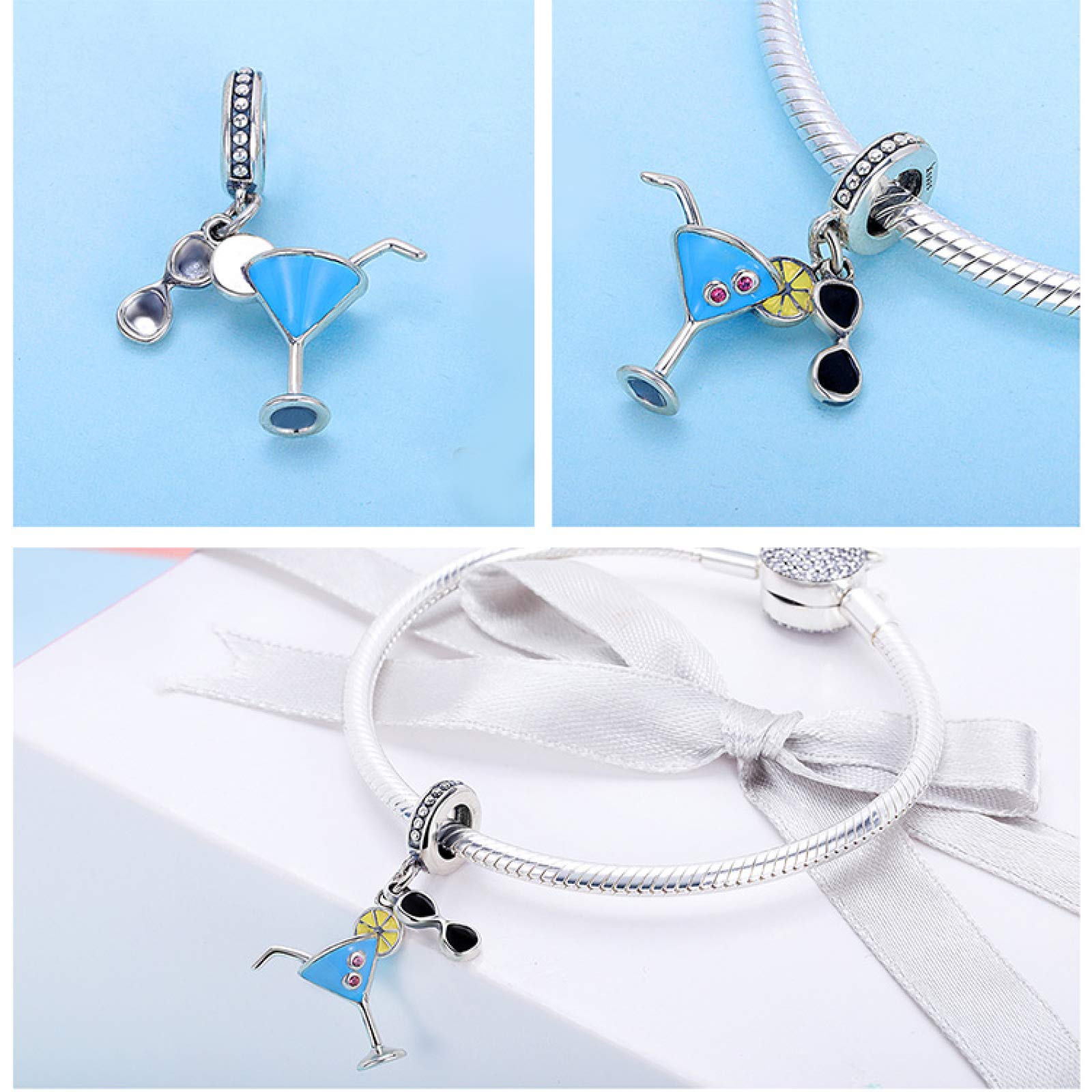 Biżuteria damska 925 Sterling Silver wisiorek Koraliki, Koraliki 925 Sterling Silver Lato Zimne szklanki Kształt Fit Bransoletki Diy Tworzenia biżuterii