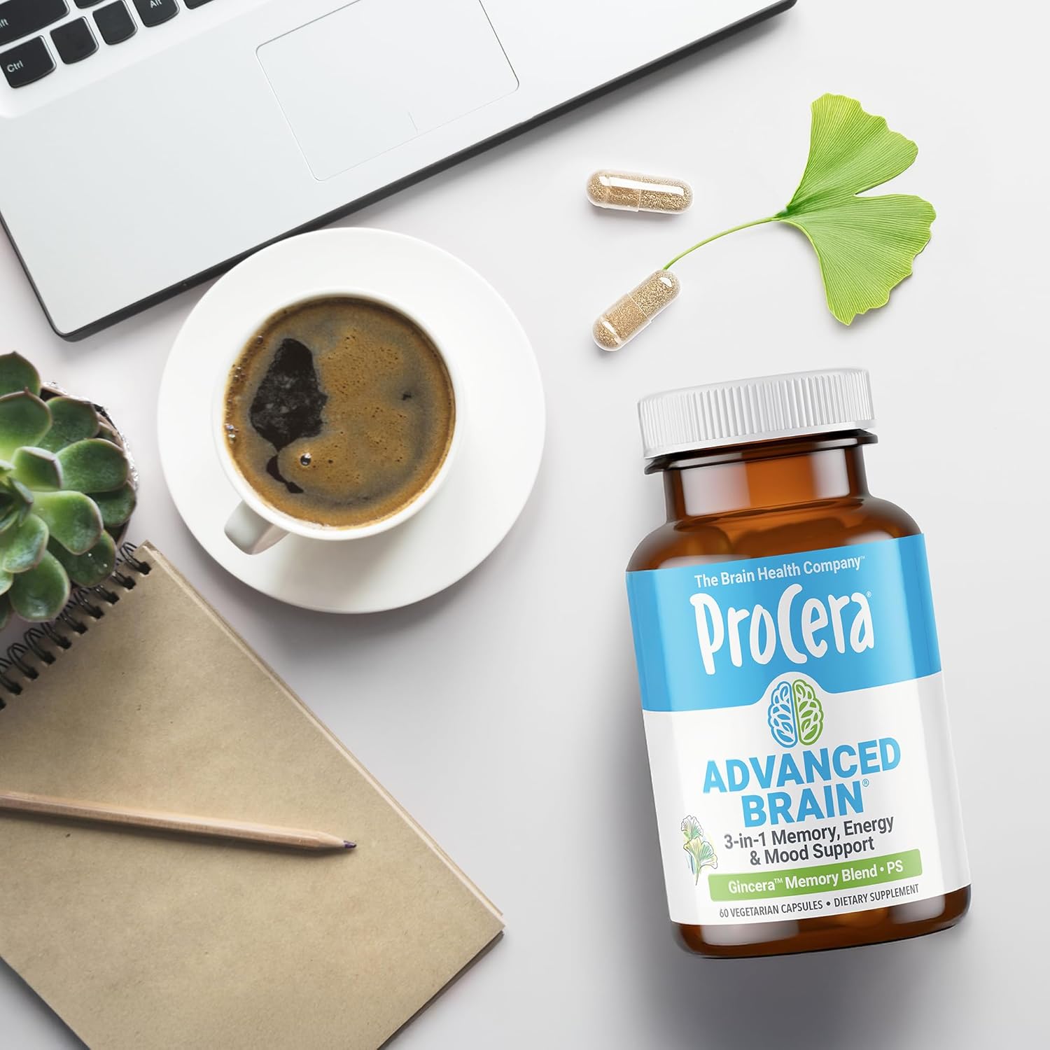 Procera Advanced Brain - Fast Acting - Ingredients Supported by 100+ Studies - Improve Memory, Recall - Concentration - Clears Fog - Mental Clarity - Slows Cognitive Decline - 60 Count