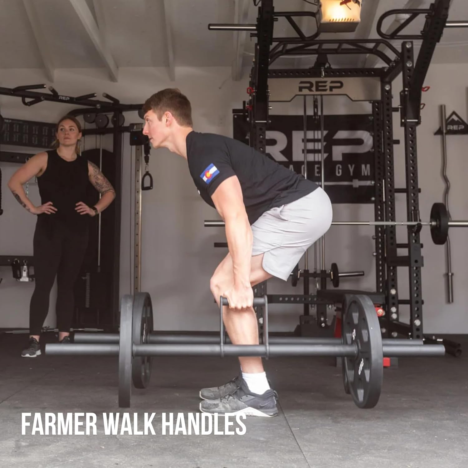REP Fitness Farmer Walk Handles, Strongman Training Equipment, Grip Strength Builder, Heavy Duty Weight Carry Bars, 2" Olympic Plate Compatible, Garage Gym Essentials, Deadlift Alternative