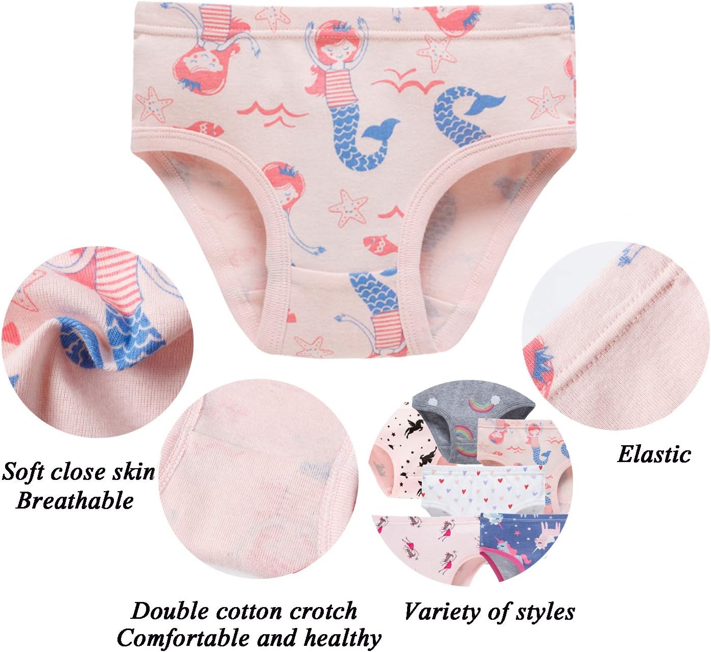 Boboking Soft Cotton Underwear Toddler Girls'Briefs Soft Undies 4 Style A122