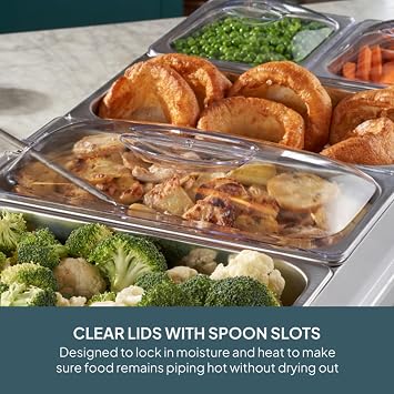 Cooks Professional 5-Section Buffet Warmer 9.6 Litre Capacity with Hotplate Function & Adjustable Temperature Control Dial | 450W X-Large Portable Electric Food Serving Tray | Silver