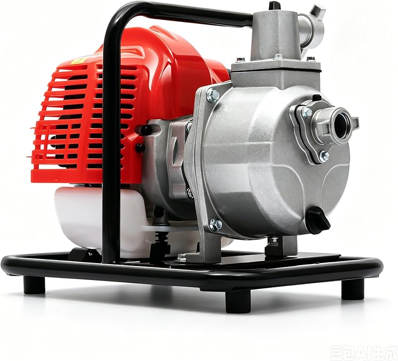 Bomba de basura semi de 1 pulgada, bomba de transferencia de agua a gas, motor de gasolina de dos tiempos de 42,5 cc, elevación máxima de 66 pies, succión de 26 pies, bomba de agua portátil con asa, para pileta de riego