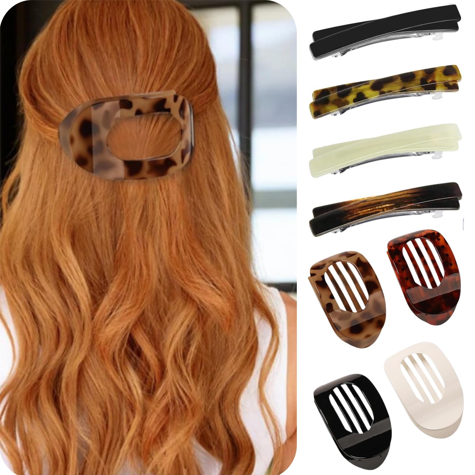 8 Stück Flache Haarklammern für Damen,Haarspange Flach Damen