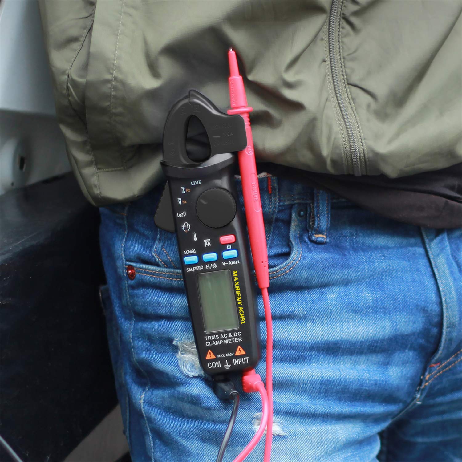 MAXIRIENY Pinza amperometrica 1mA DC AC Corrente Multimetro Amperometro CC CA amplificatore 6000 conteggi Gamma automatica Voltmetro Digitale Capacitanza Temperatura Resistenza Tester di tensione