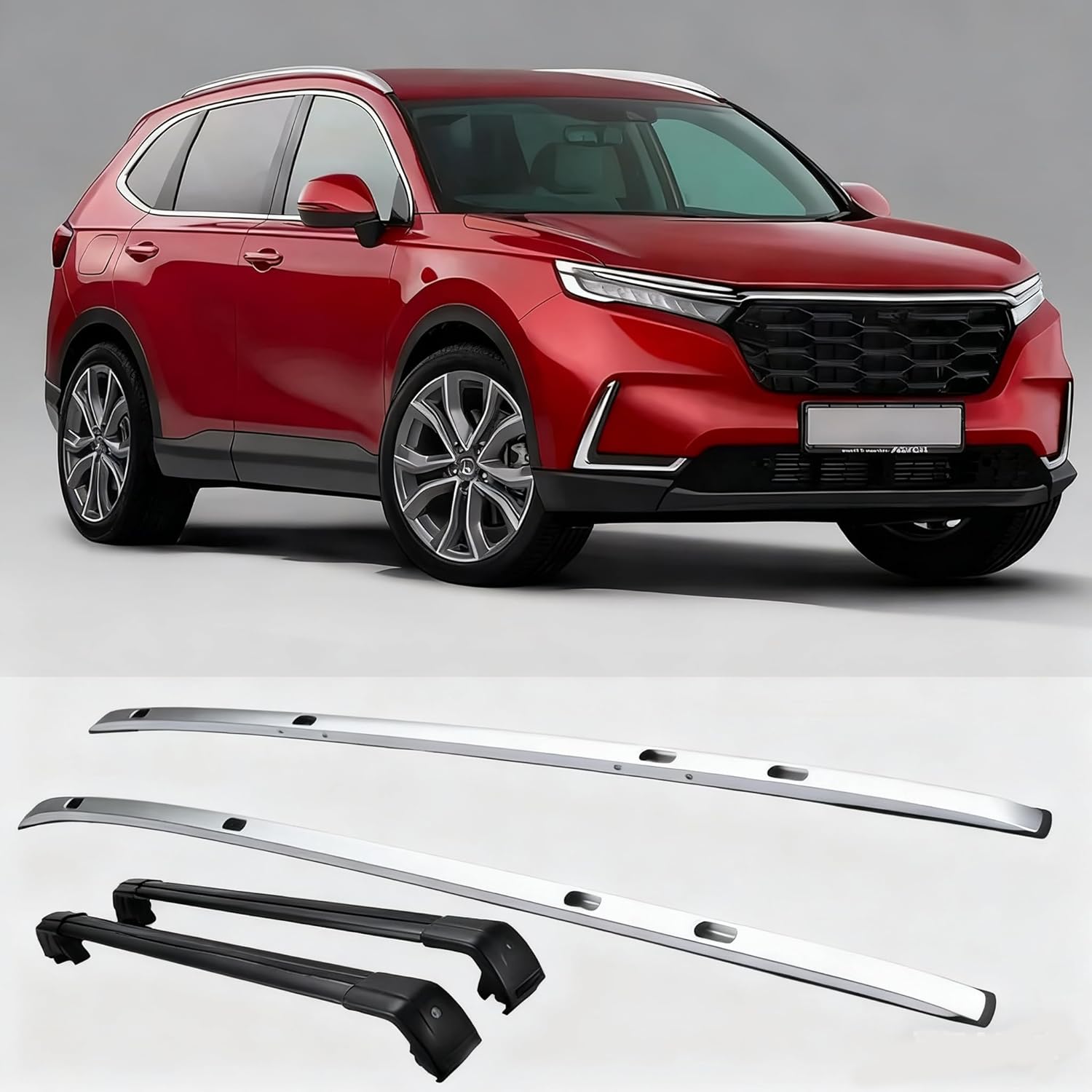 Roof Rack Cross Bars for Honda CRV CR-V 2023-2025 | 2Pcs Silver Aluminum Rooftop Cargo Crossbar Carrier Side Rail Bar Rack Rail, No Drilling Required (Crossbar&Roof Rail)