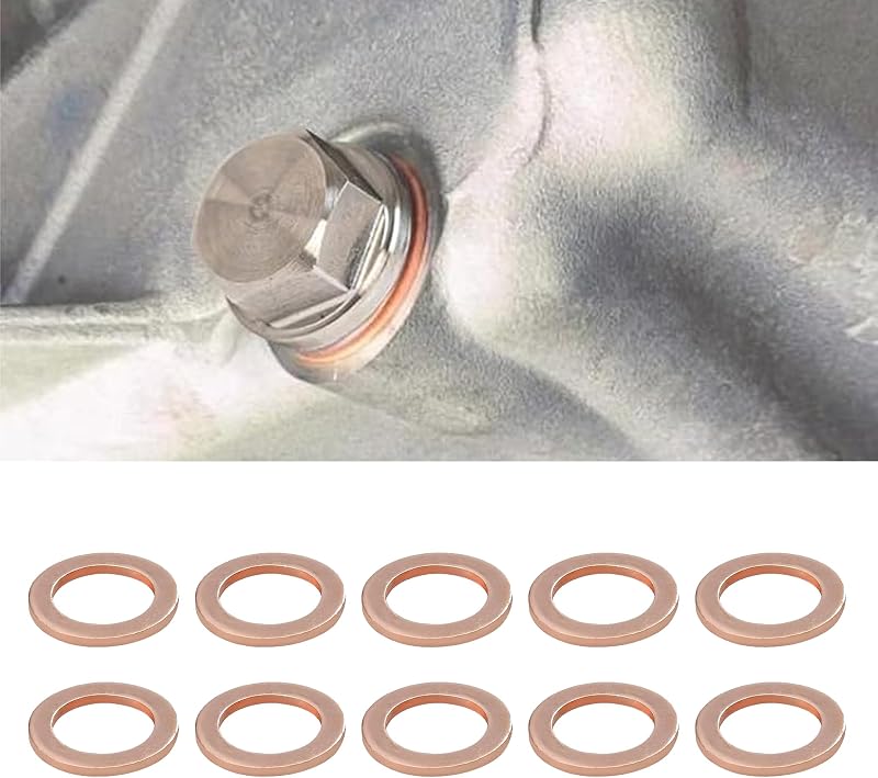 Junta de cobre para bujão de dreno de óleo Tioollev 14 mm – Pacote com 10 unidades