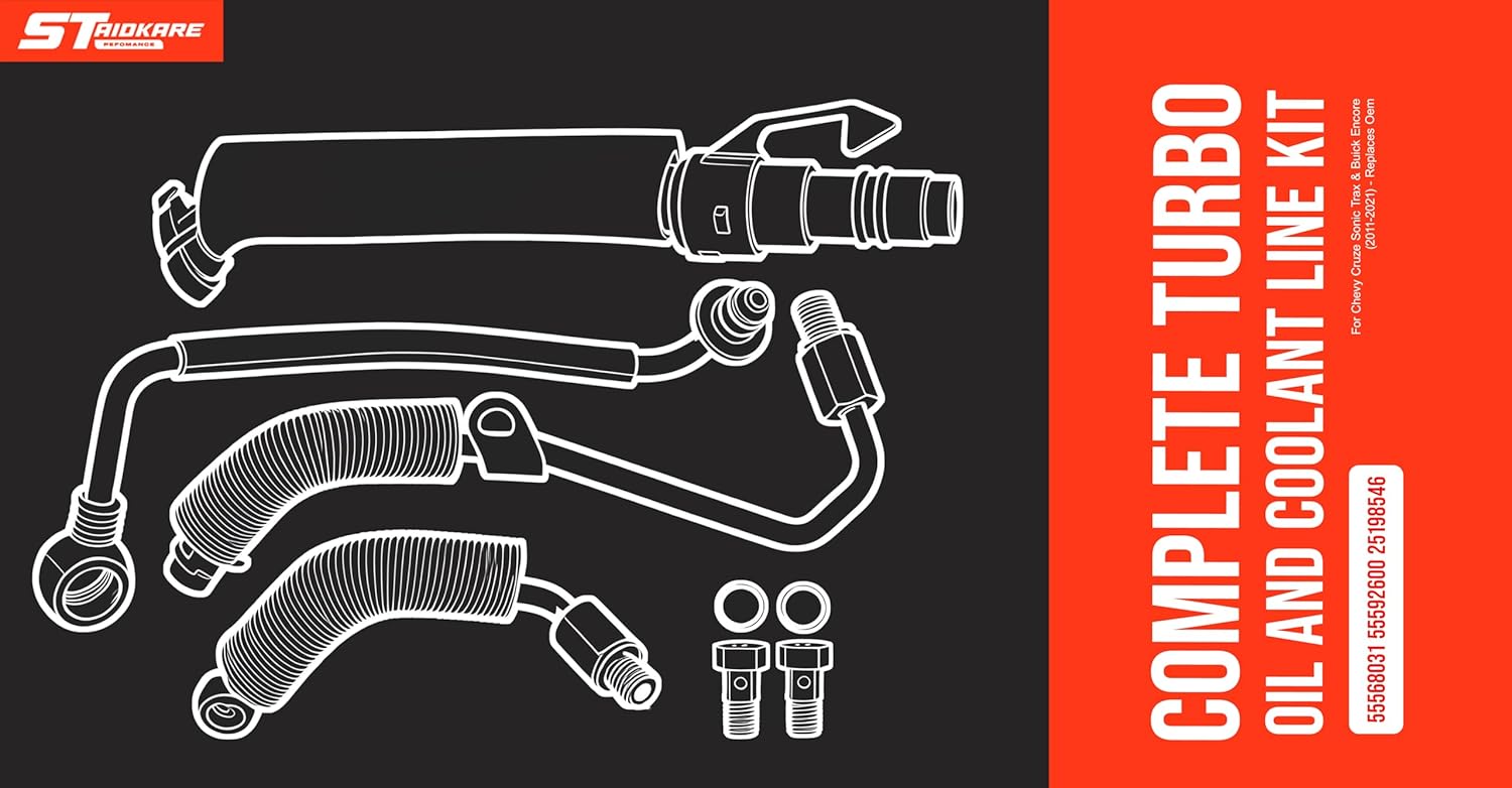 Complete Turbo Oil AND Coolant Line Kit for 1.4L EcoTec - For Chevy Cruze Sonic Trax & Buick Encore (2011-2021) - Replaces OEM 55568031, 55592600,25198546