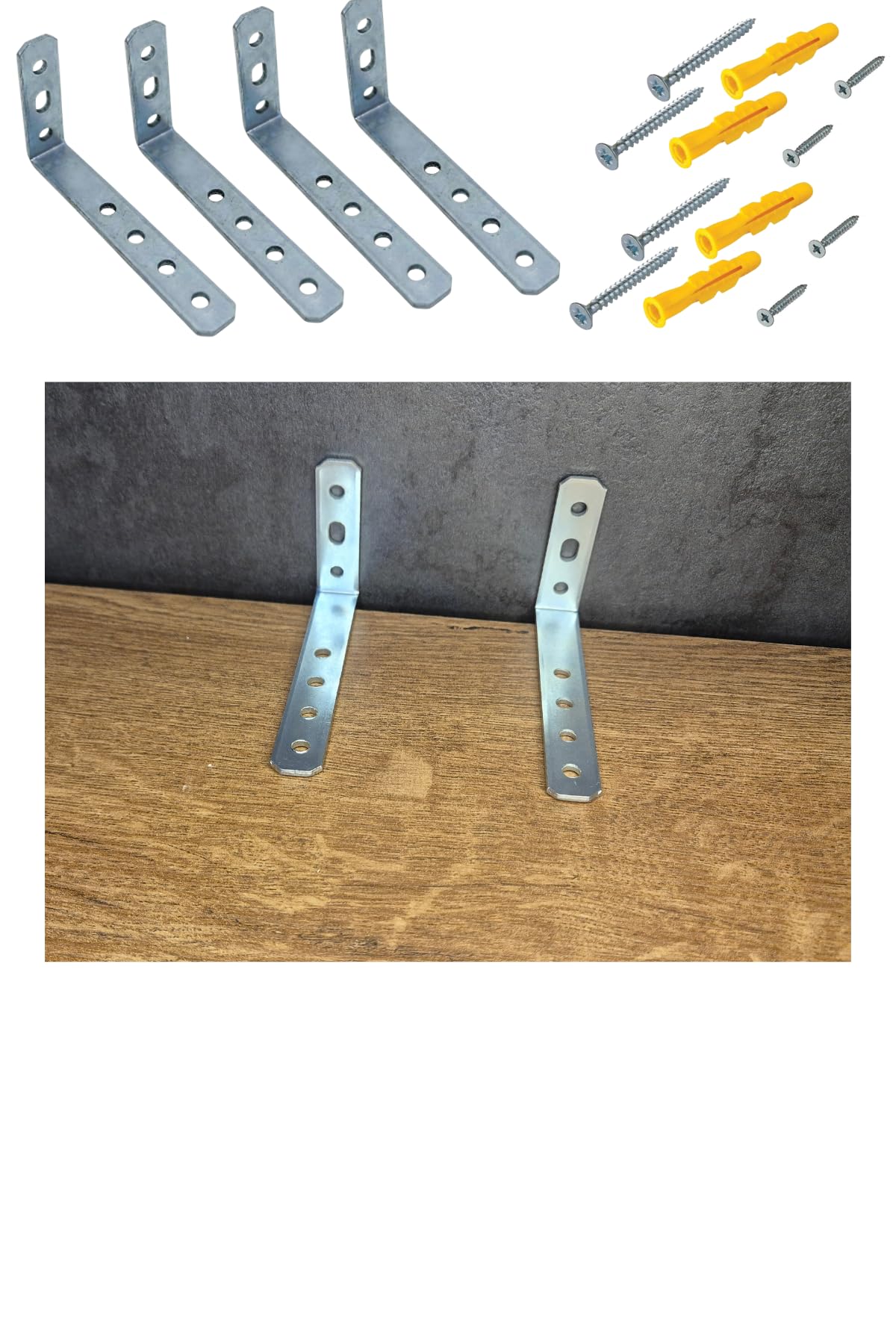 Hobidabi Deprem Güvenliği Dolap Sabitleme Aparatı, Gri, 16x52x100mm, Mobilya Duvara Sabitleyici, 2 Adet Metal L Demir