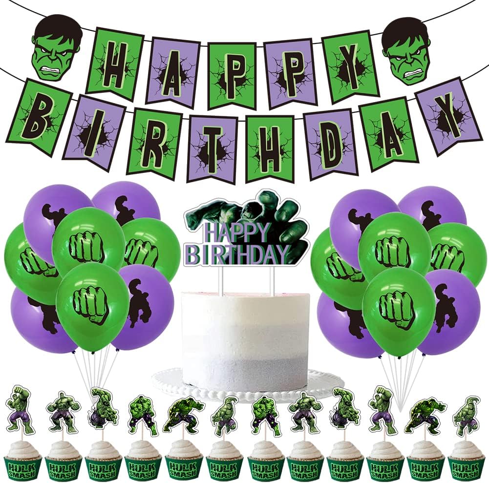 Ksopsdey 42 PCS Hulk Party Decorations,Hero Hulk Theme Birthday Party Supplies,Hero Party Supplies Kit,Hulk Birthday Party Supplies,Themem Party Supplies for Kid's Birthday, Party Decoration Set
